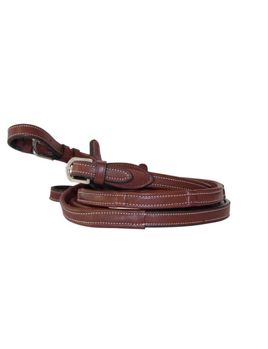 Rênes en cuir à 7 arrêtoirs pour cheval Flags and cup marron