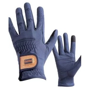Gants d'équitation Bleu Tattini Lurex Or et Rose