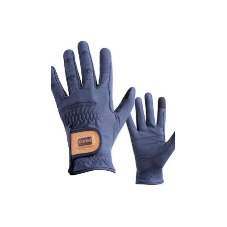 Gants d'équitation Bleu Tattini Lurex Or et Rose