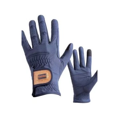 Gants d'équitation Bleu Tattini Lurex Or et Rose