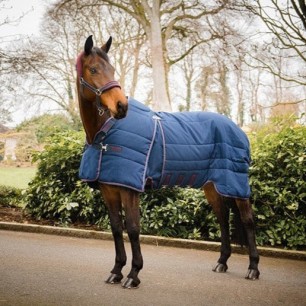 Couverture de box 200g Rambo Optimo Stable Rug Marine/Bordeaux - Horseware