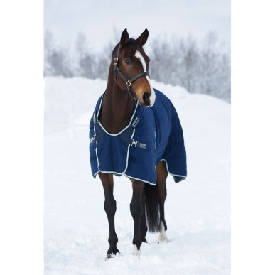 Couverture de box 400g/1000D Rambo Optimo Stable Rug Marine/Beige/Cyan - Horseware