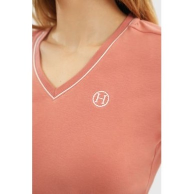 Tee-shirt col V Berenice  Rose Aurore Femme - Harcour