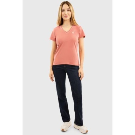 Tee-shirt col V Berenice  Rose Aurore Femme - Harcour