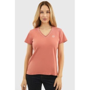 Tee-shirt col V Berenice  Rose Aurore Femme - Harcour