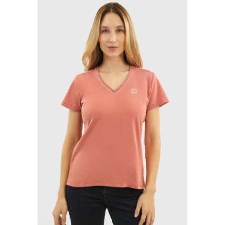 Tee-shirt col V Berenice  Rose Aurore Femme - Harcour