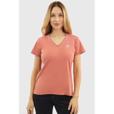 Tee-shirt col V Berenice  Rose Aurore Femme - Harcour