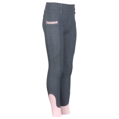 Legging d'équitation Equitights LouLou Full Grip Noir/Rose Enfant - Harry's Horse