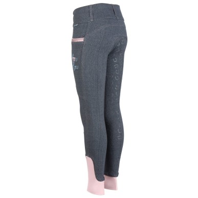 Legging d'équitation Equitights LouLou Full Grip Noir/Rose Enfant - Harry's Horse