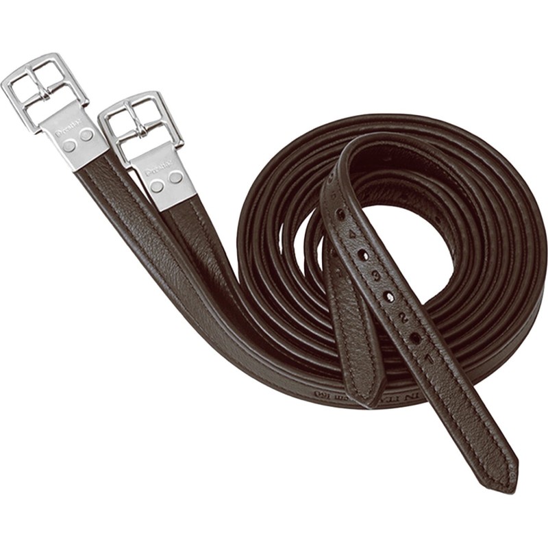 Etrivières inextensibles Prestige en nylon doublée cuir veau - tabac Etrivières inextensibles Prestige en nylon doublée cuir veau - tabac