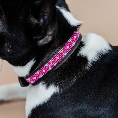 Collier Pour Chien Avec Perles Faites-main Kentucky Rose