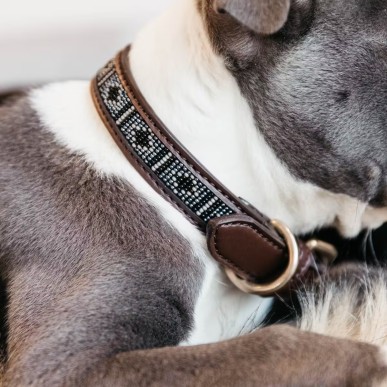 Collier Pour Chien Avec Perles Faites-main Kentucky Argent