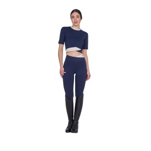 T-shirt crop femme marine - Equestro
