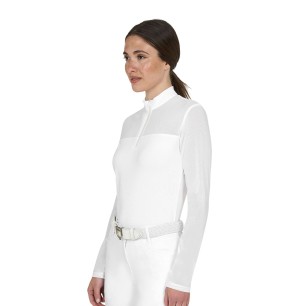 Polo concours femme manches longues blanc - Equestro