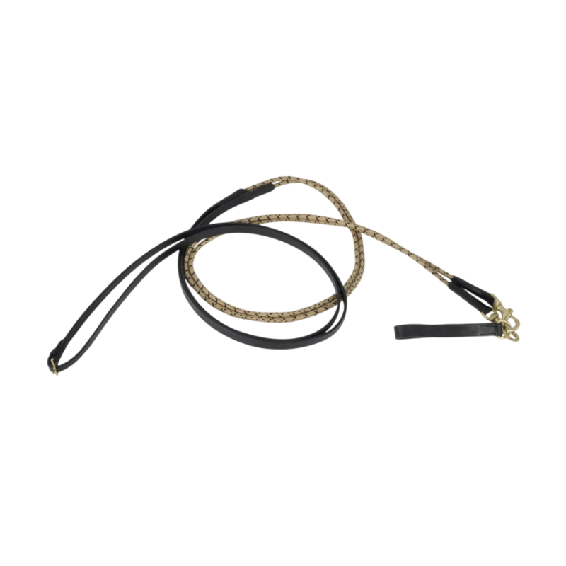 Rênes allemandes TdeT cuir/corde - noir/beige