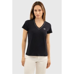 Tee-shirt col V Berenice  Marine Femme - Harcour