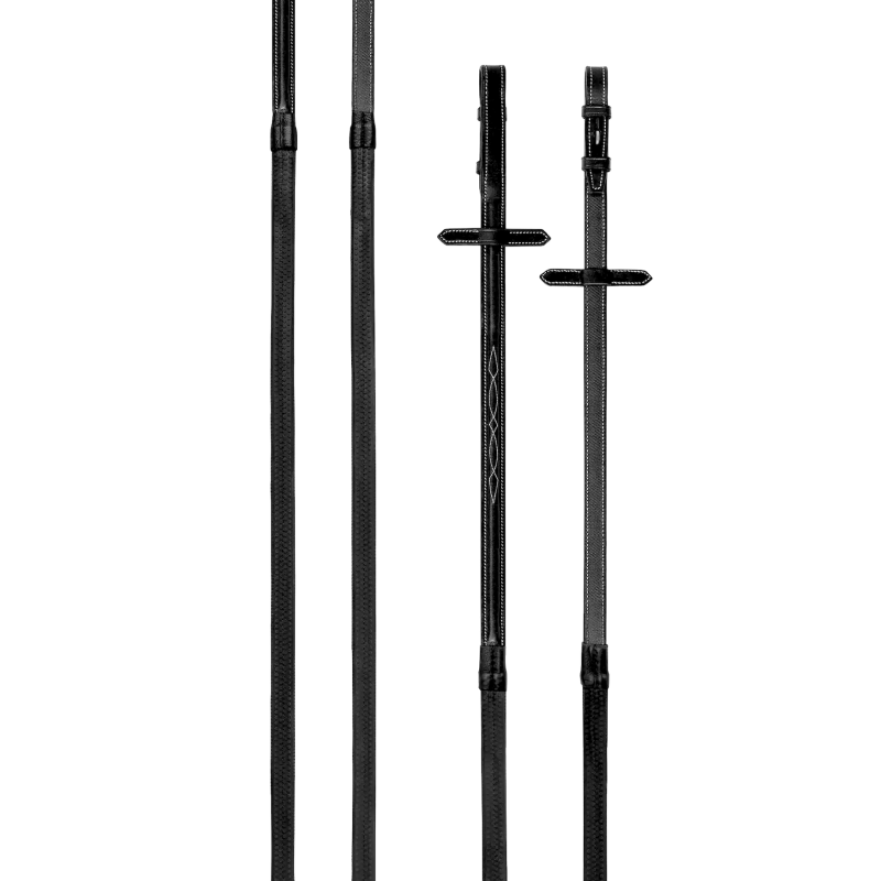 Rênes caoutchouc Prestige noires Rênes caoutchouc Prestige noires