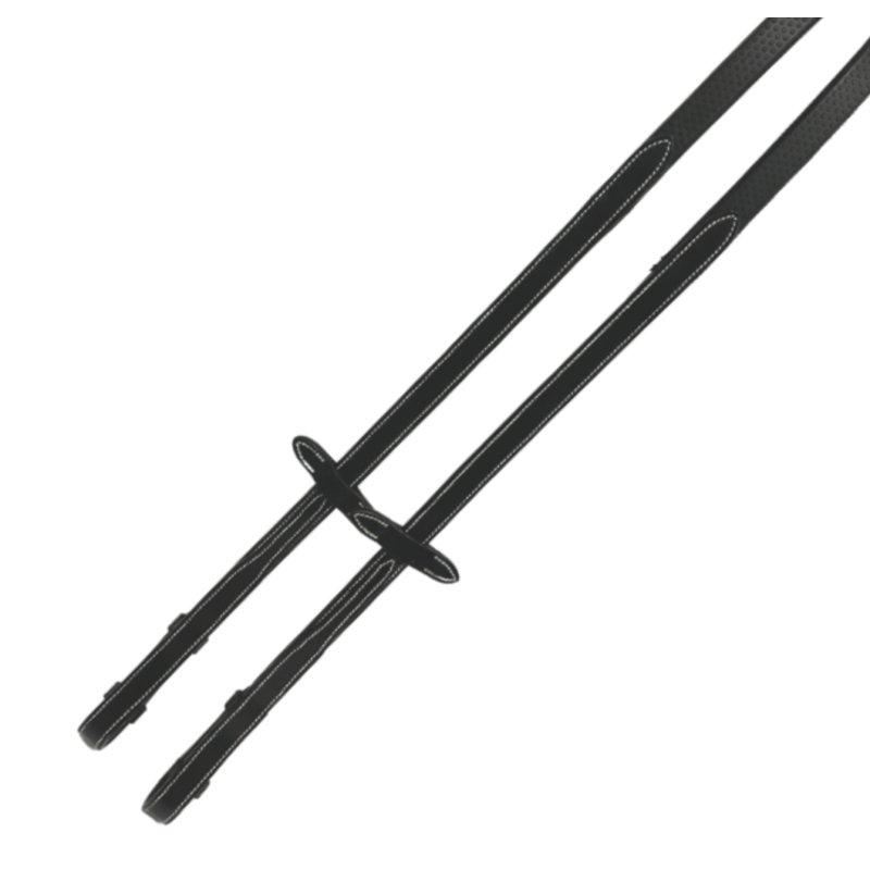 Rênes caoutchouc surpiquées Silver Crown Full noir