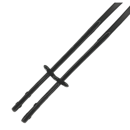 Rênes caoutchouc surpiquées Silver Crown Full noir