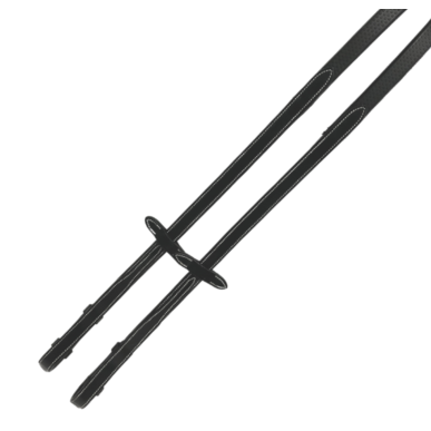 Rênes caoutchouc surpiquées Silver Crown Full noir