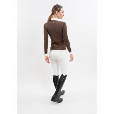 Polo  de concours manches longues pour femme Harcour Stella cacao