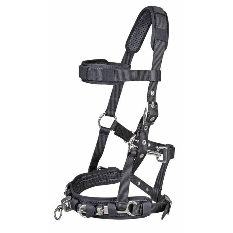 Filet caveçon en Nylon Noir pour cheval/full - HKM Filet caveçon en Nylon Noir pour cheval/full - HKM