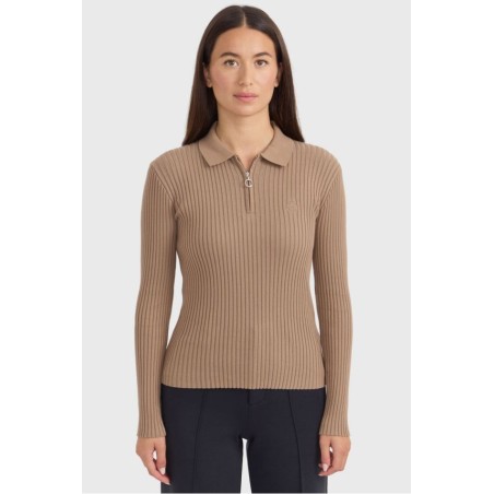 Polo manches longues Harcour Celeste Moka