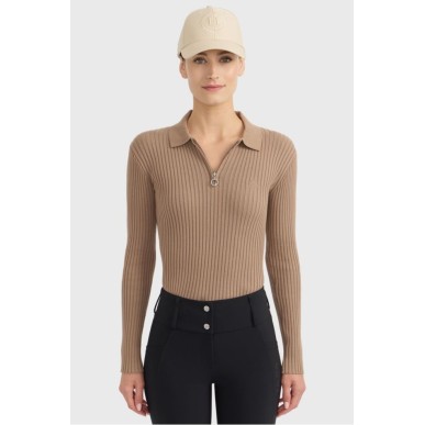 Polo manches longues Harcour Celeste Moka