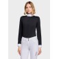 Polo de concours manches longues Samshield Aline floral  - Noir