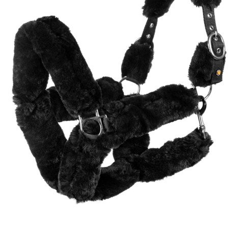 Licol Equestro nylon avec revetement mouton synthétique - Noir