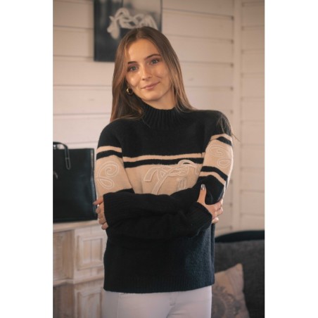 Pull Pénélope Noris Noir/Camel