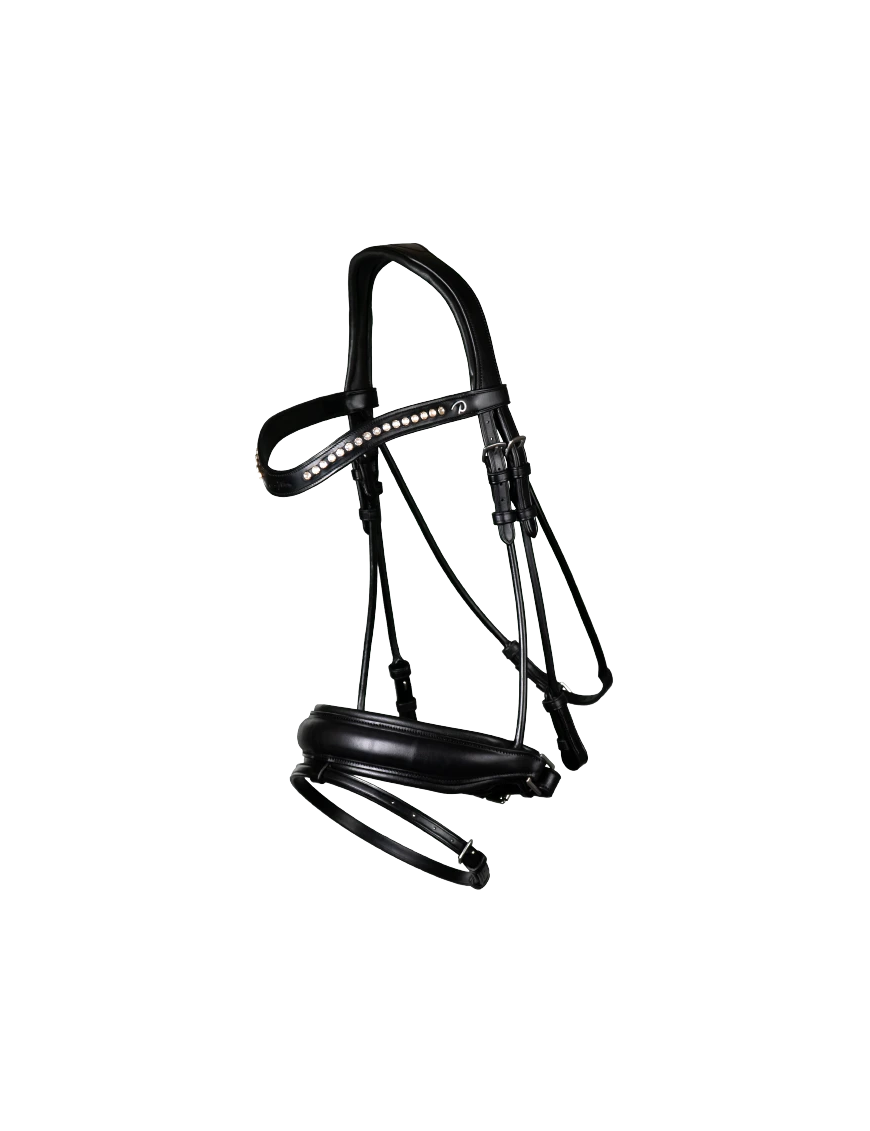 Bridons Dy'on muserolle combinée large cuir noir Bridons Dy'on muserolle combinée large cuir noir