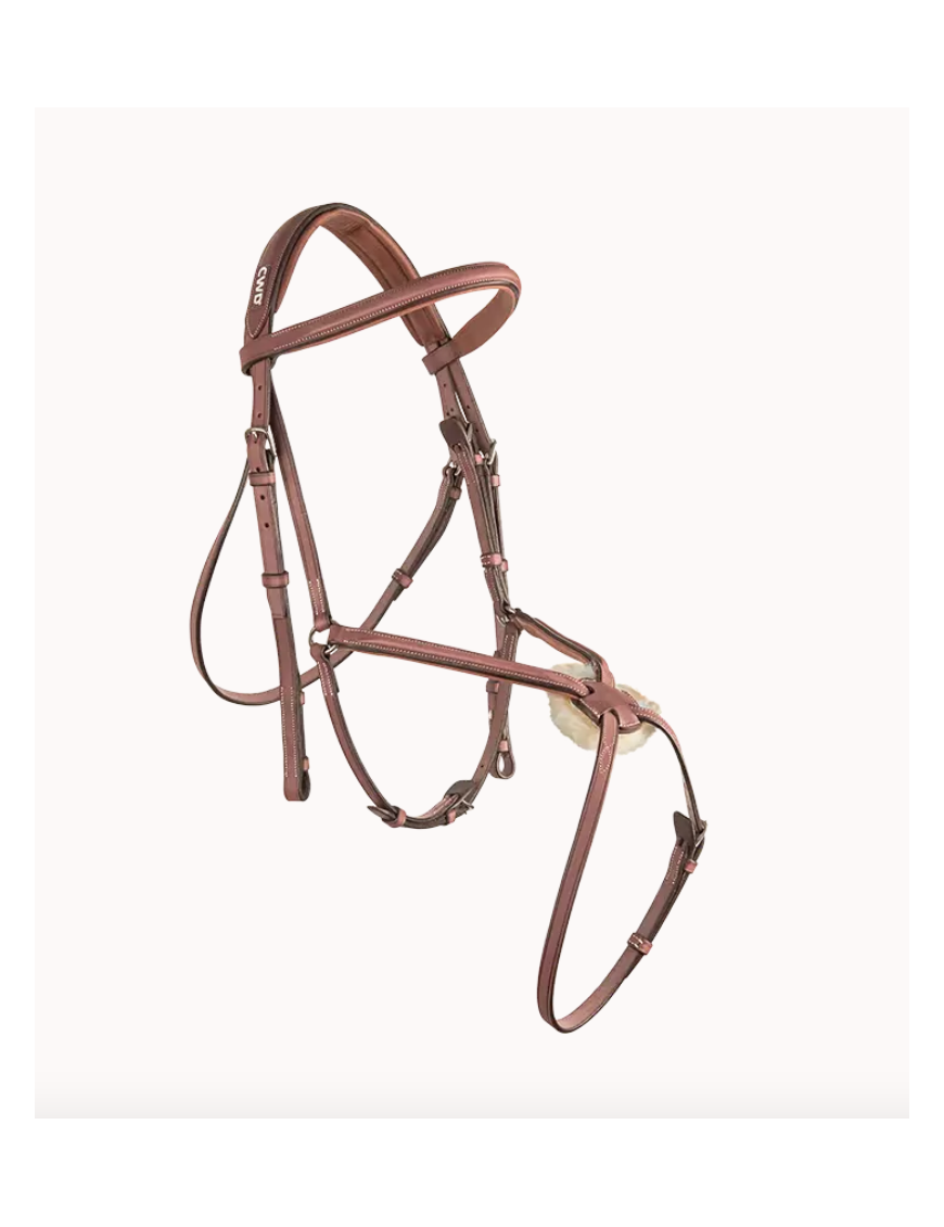 Bridon 1/2 rond CWD doublé muserolle croisée marron Bridon 1/2 rond CWD doublé muserolle croisée marron