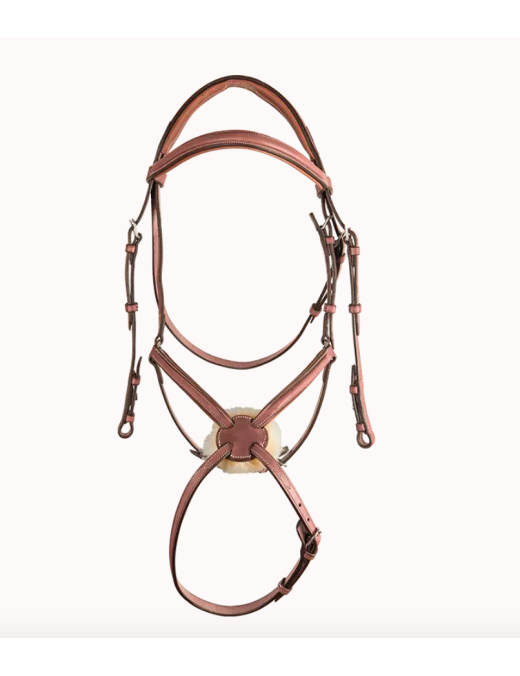 Bridon 1/2 rond CWD doublé muserolle croisée marron