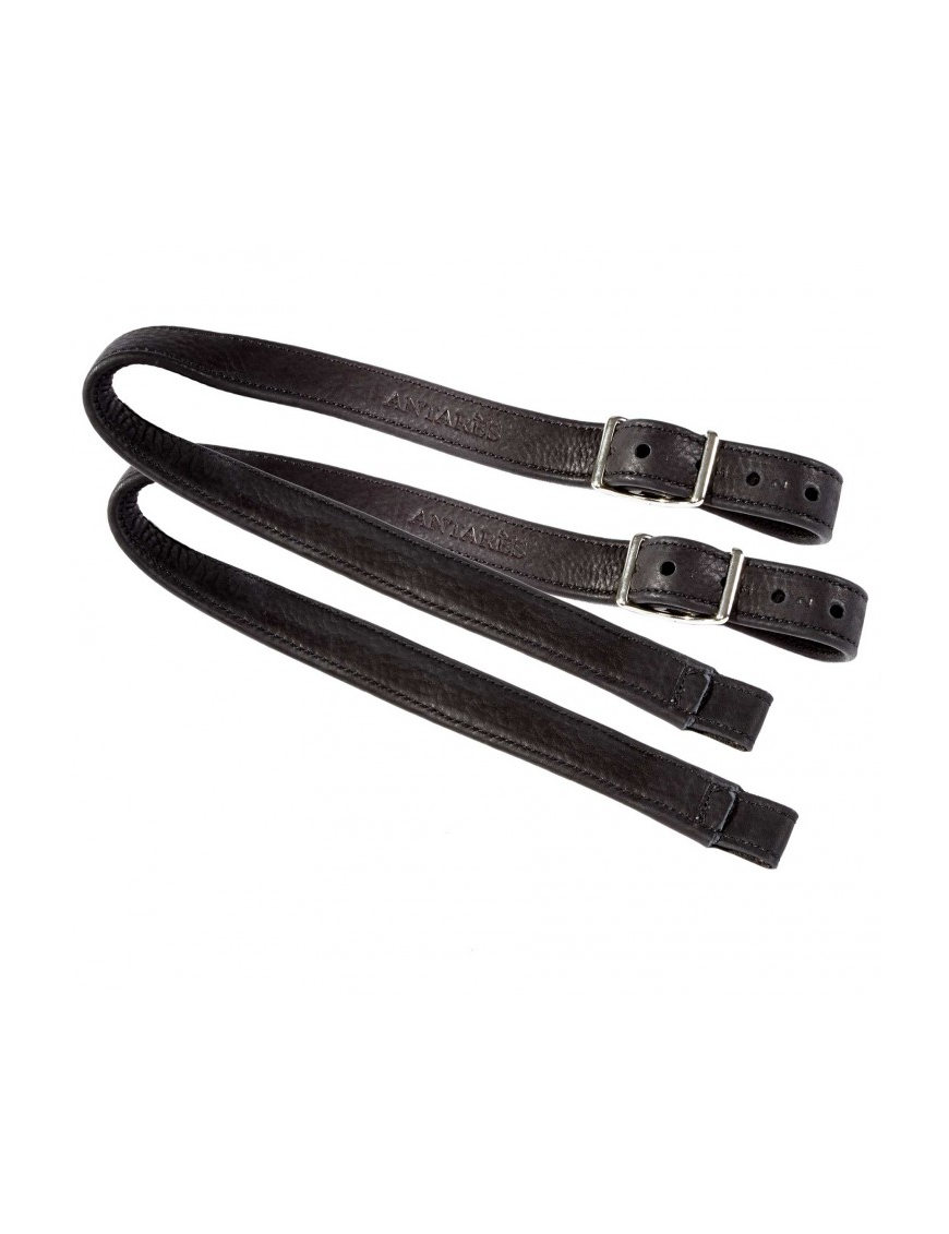 Etrivières de dressage doublées veau noir Antares Etrivières de dressage doublées veau noir Antares