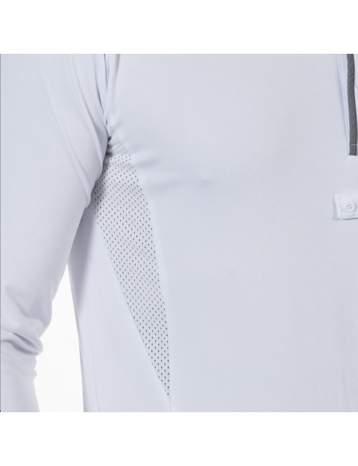 Polo de compétition manches longues pour homme Flags and cup Comodoro blanc
