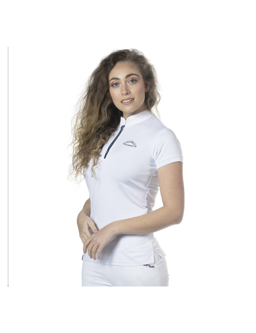 Polo de compétition enfant manches courtes Flags and cup Clorinda Blanc Polo de compétition enfant manches courtes Flags and cup Clorinda Blanc